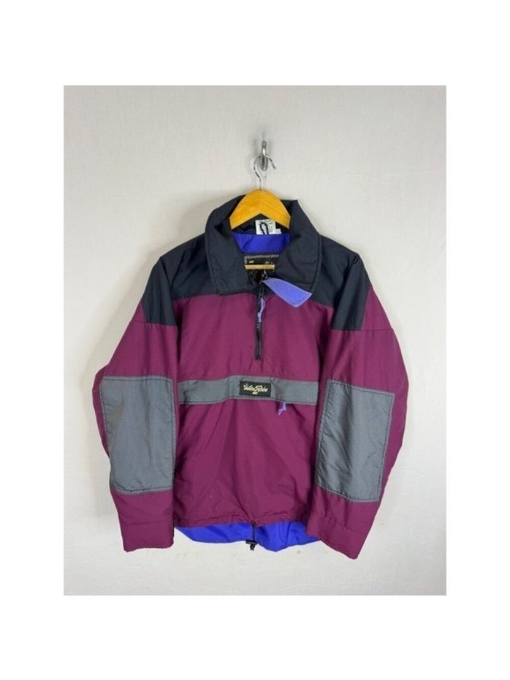 Vintage Wave Rave Snowboard Anorak Jacket XS Burgundy Navy Blue USA Built 90s